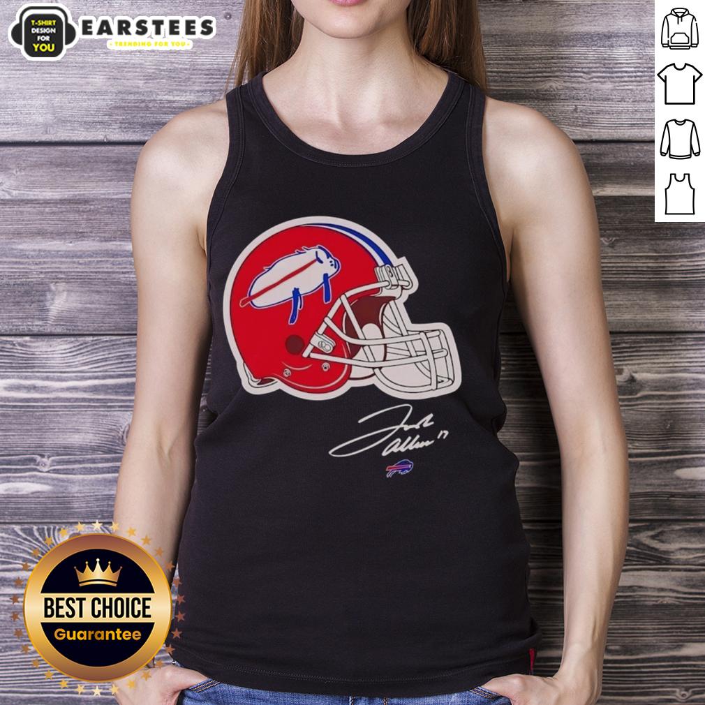Top Josh Allen Buffalo Bills Helmet Signature T-Shirt - Image 4