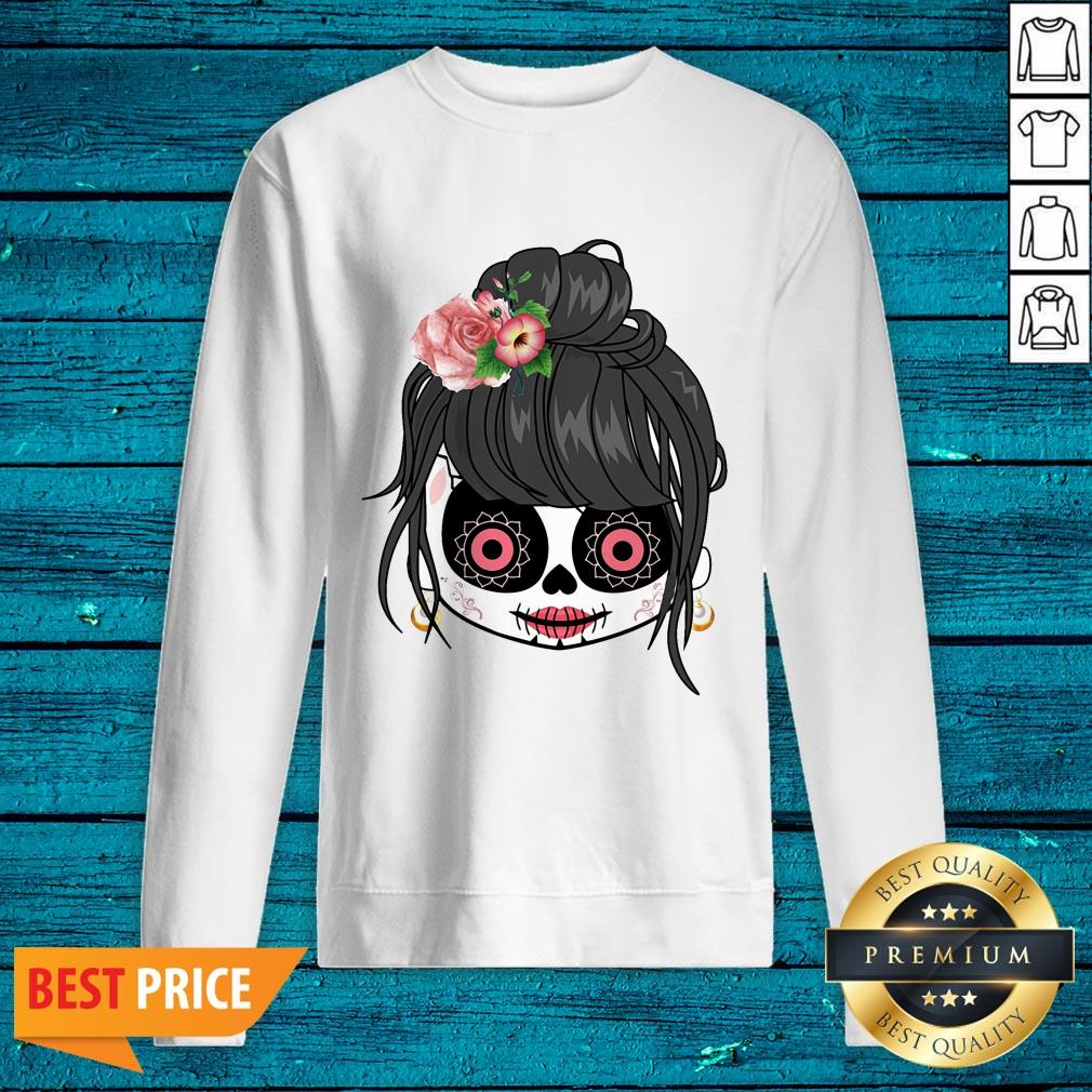 Sugar Skull Cute Girl Day Of The Dead Shirt - Image 2