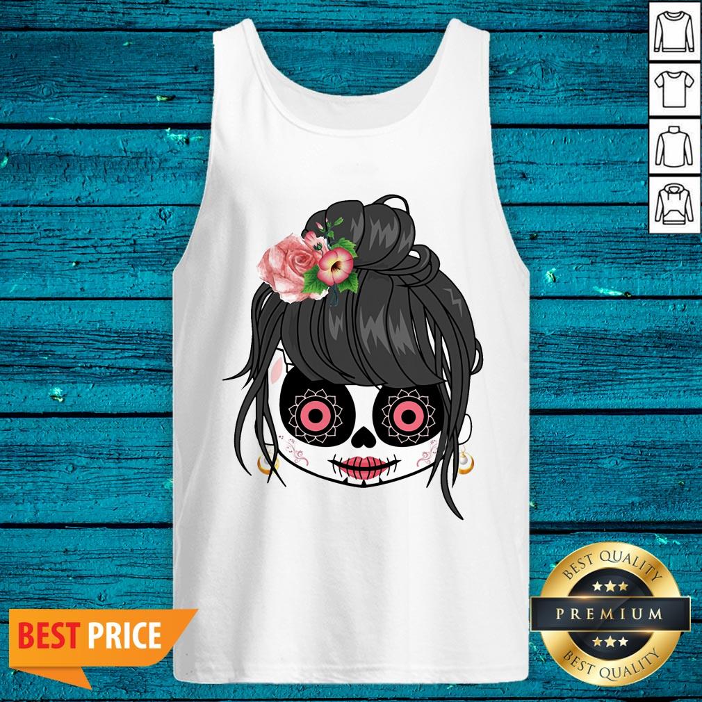 Sugar Skull Cute Girl Day Of The Dead Shirt - Image 4