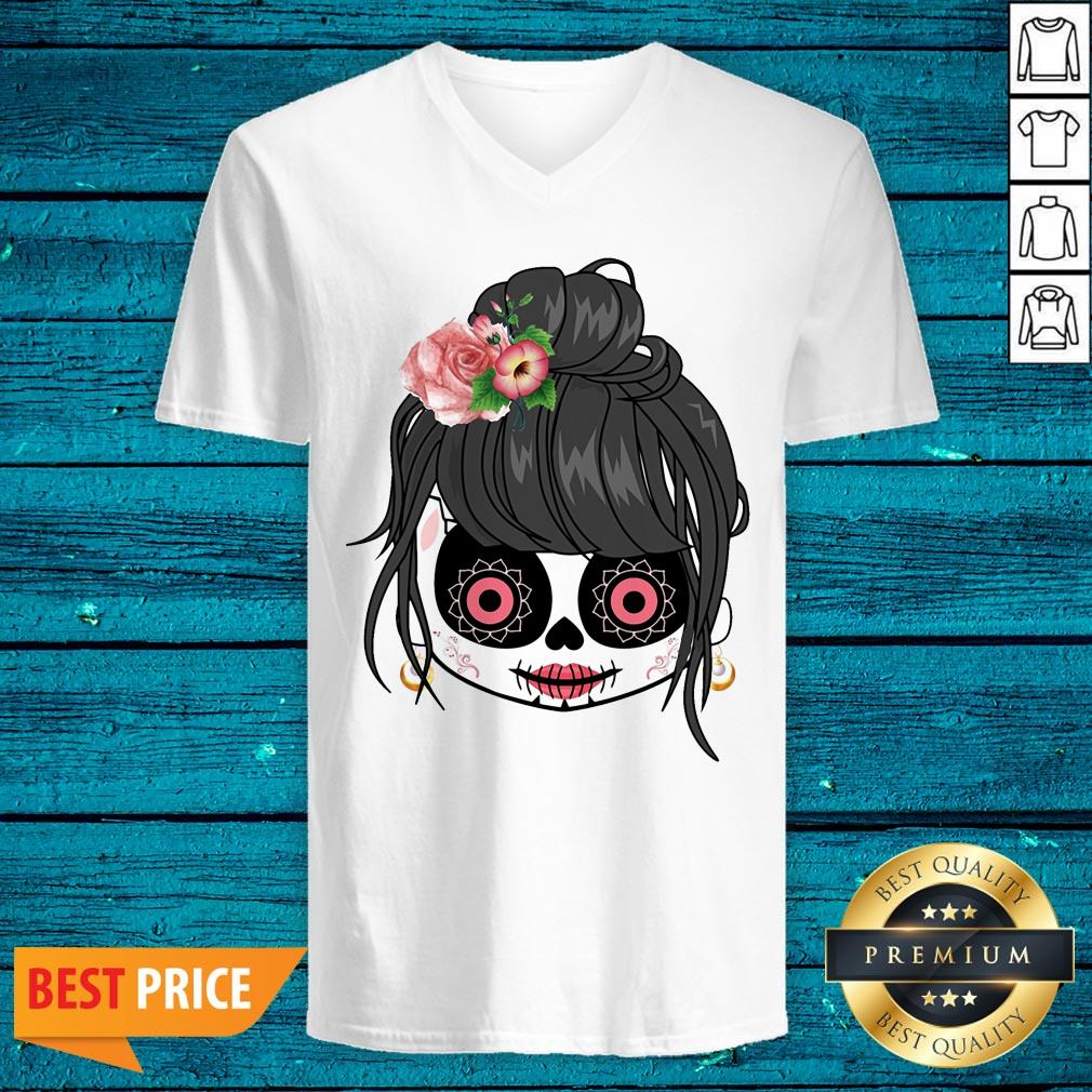 Sugar Skull Cute Girl Day Of The Dead Shirt - Image 3