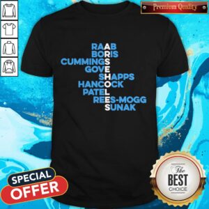 Raab Boris Cummings Gove Shapps Hancock Patel Reesmogg Sunak Shirt