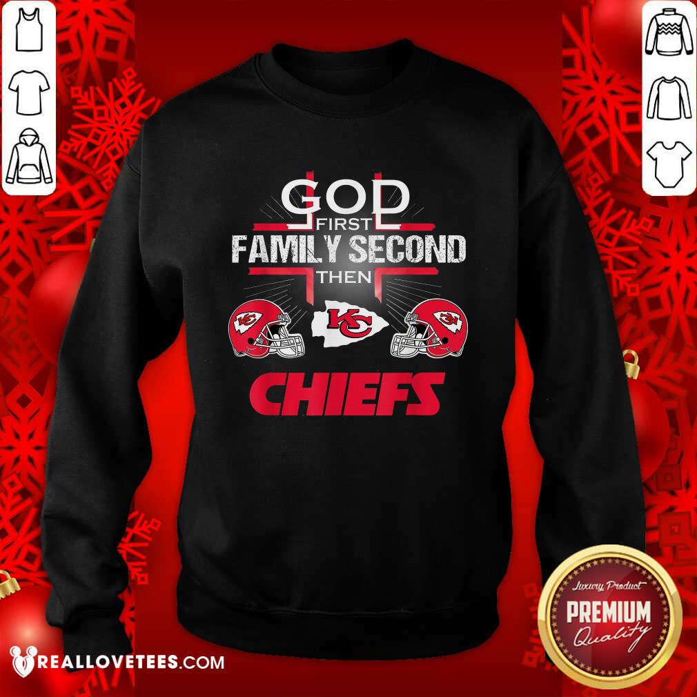 Sweet Kansas City Chiefs Cross God First Family Second Then Chiefs Shirt - Image 3