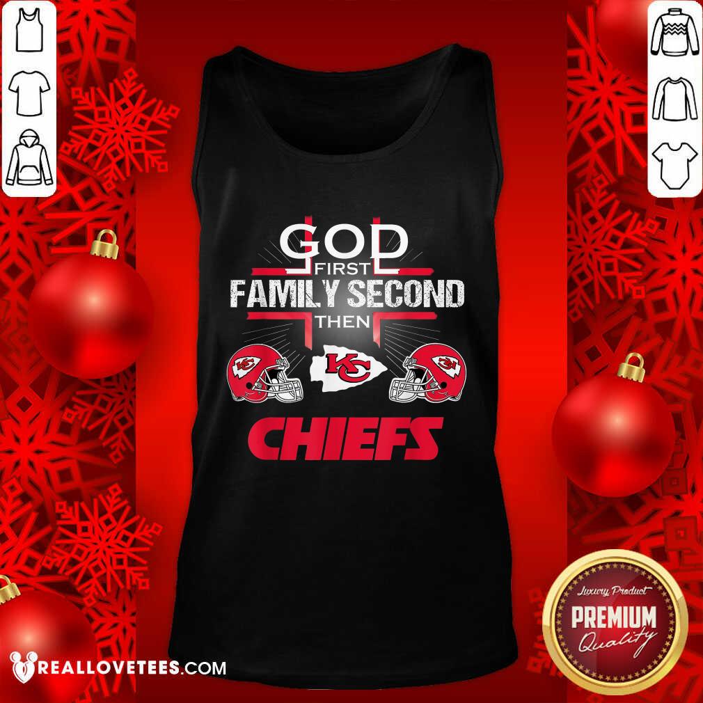 Sweet Kansas City Chiefs Cross God First Family Second Then Chiefs Shirt - Image 2