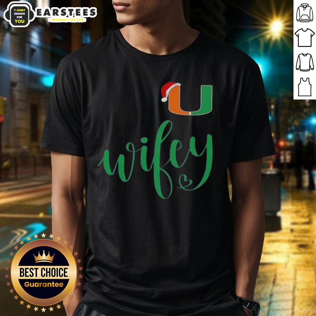 Good Wifey Miami Hurricanes Santa Hat Merry Christmas T-Shirt