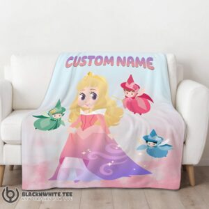 Alternative view of Hot Top Disney Chibi Aurora Sleeping Beauty Pastel-Colored Blanket Fleece Customized Blanket