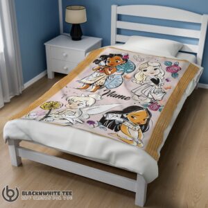 Alternative view of Pretty Cute Disney Chibi Moana Alice Tinker Bell Pocahontas  Blanket Fleece Customized Blanket