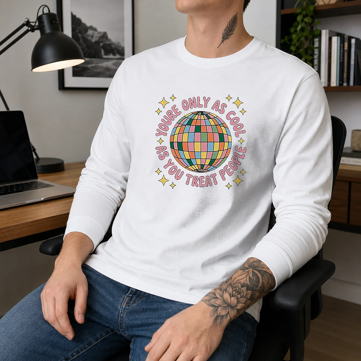 Funny You'Re Only As Cool As You Treat People Retro Disco Ball Shirt - Image 3