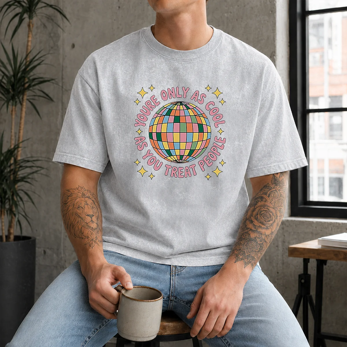 Funny You'Re Only As Cool As You Treat People Retro Disco Ball Shirt - Image 9
