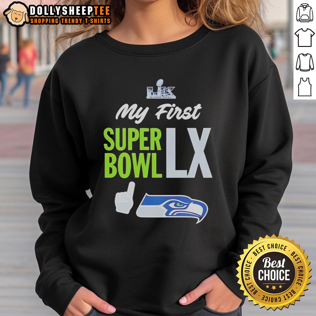 Original Seattle Seahawks Super Bowl My First Super Bowl LX 2026 Logo T-Shirt - Image 5