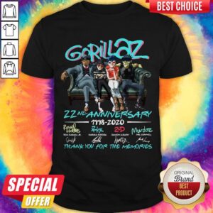 Gorillaz Band 22nd Anniversary 1998 2020 Thank You For The Memories Stay Home Signatures Shirt