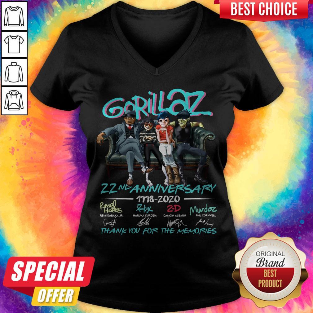 Gorillaz Band 22nd Anniversary 1998 2020 Thank You For The Memories Stay Home Signatures Shirt - Image 5