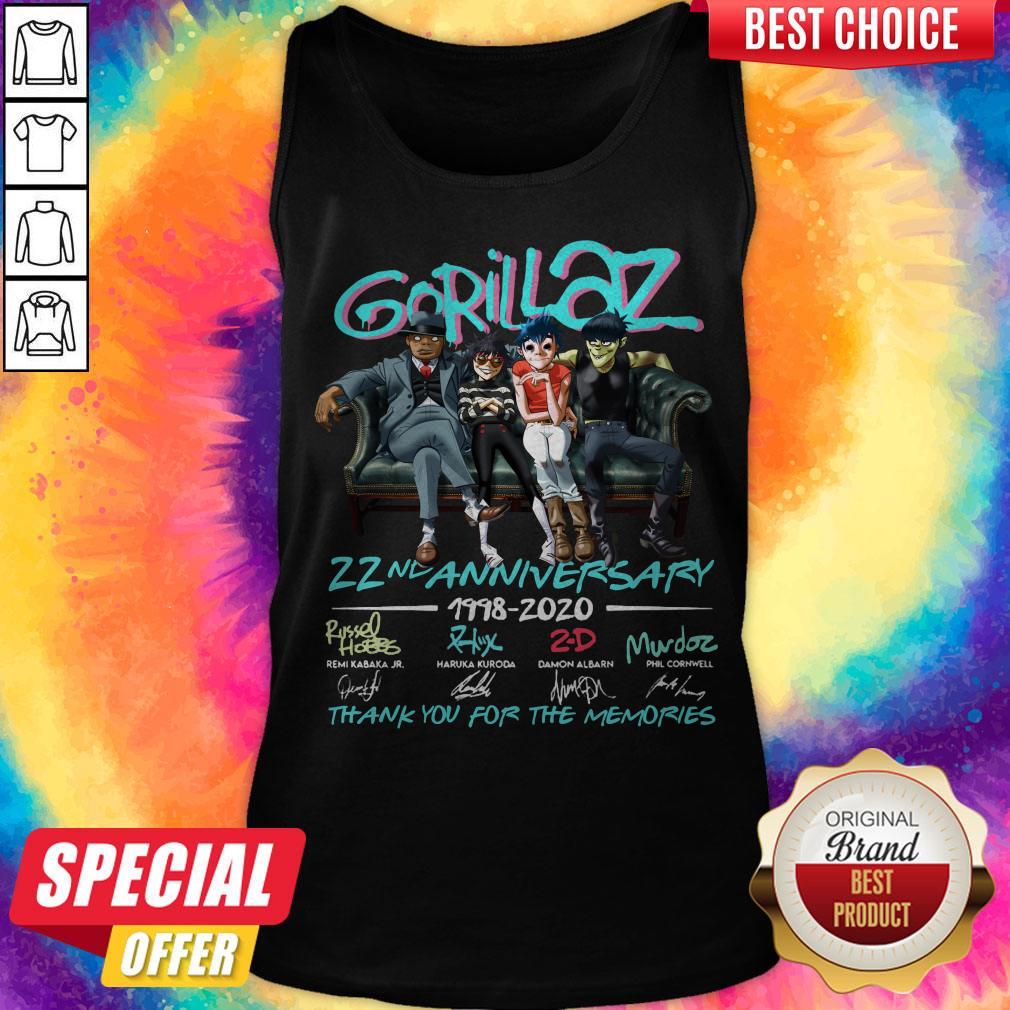 Gorillaz Band 22nd Anniversary 1998 2020 Thank You For The Memories Stay Home Signatures Shirt - Image 4