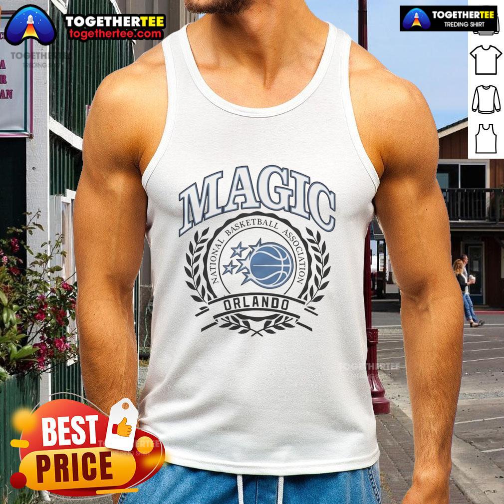 Good Orlando Magic National Basketball Association Logo Laurel Wreath Frame Retro T-Shirt - Image 4