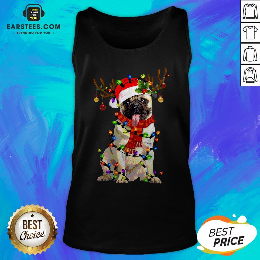 Original Santa Pug Reindeer Merry Christmas Shirt - Image 4