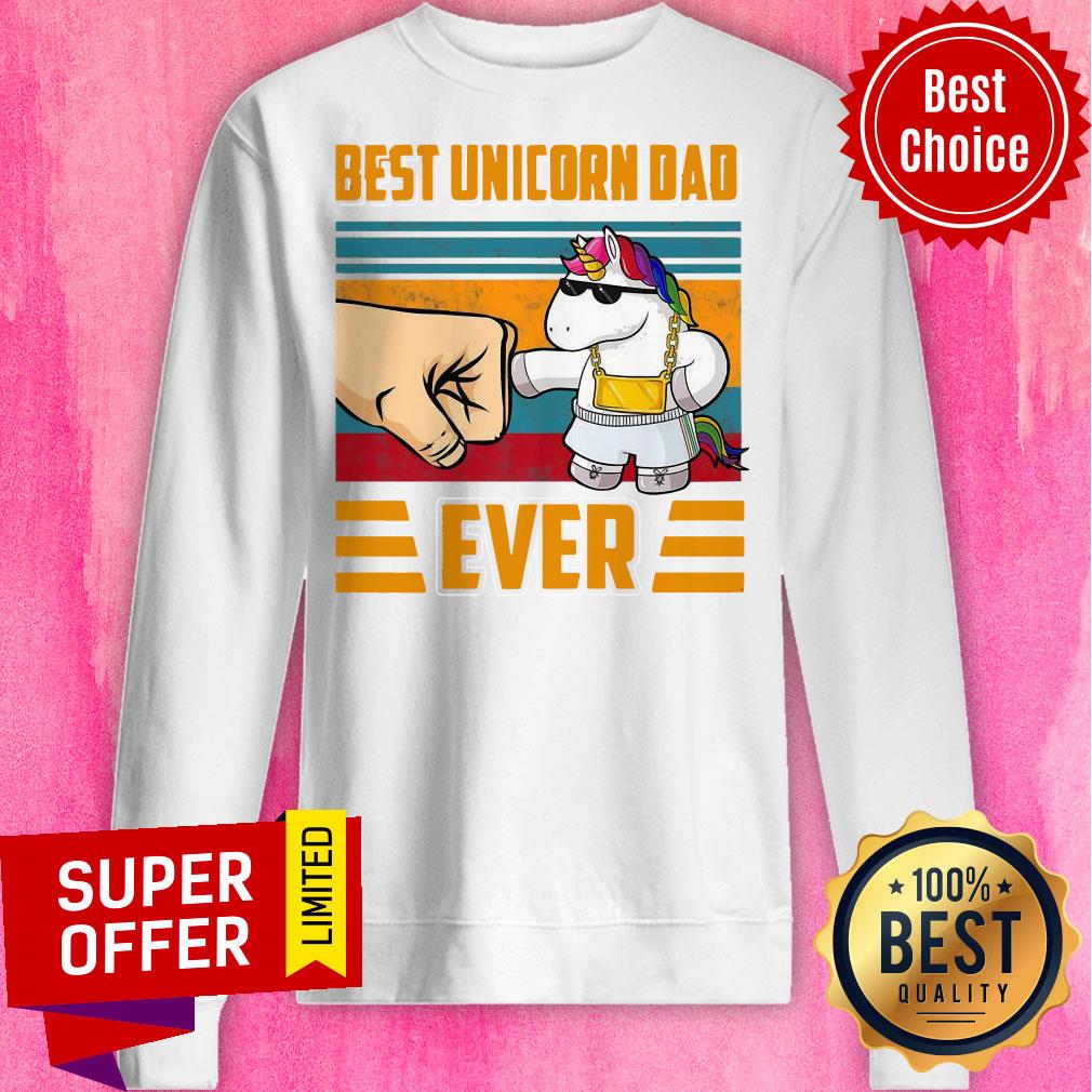 Funny Best Unicorn Dad Ever Retro Vintage Shirt - Image 2