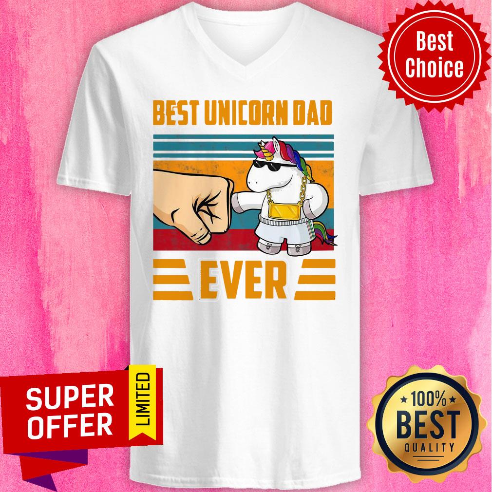 Funny Best Unicorn Dad Ever Retro Vintage Shirt - Image 4