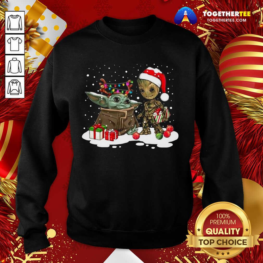 Cute Christmas Collection Baby Yoda And Groot Santa Christmas Light Shirt - Image 4