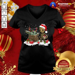 Alternative view of Cute Christmas Collection Baby Yoda And Groot Santa Christmas Light Shirt