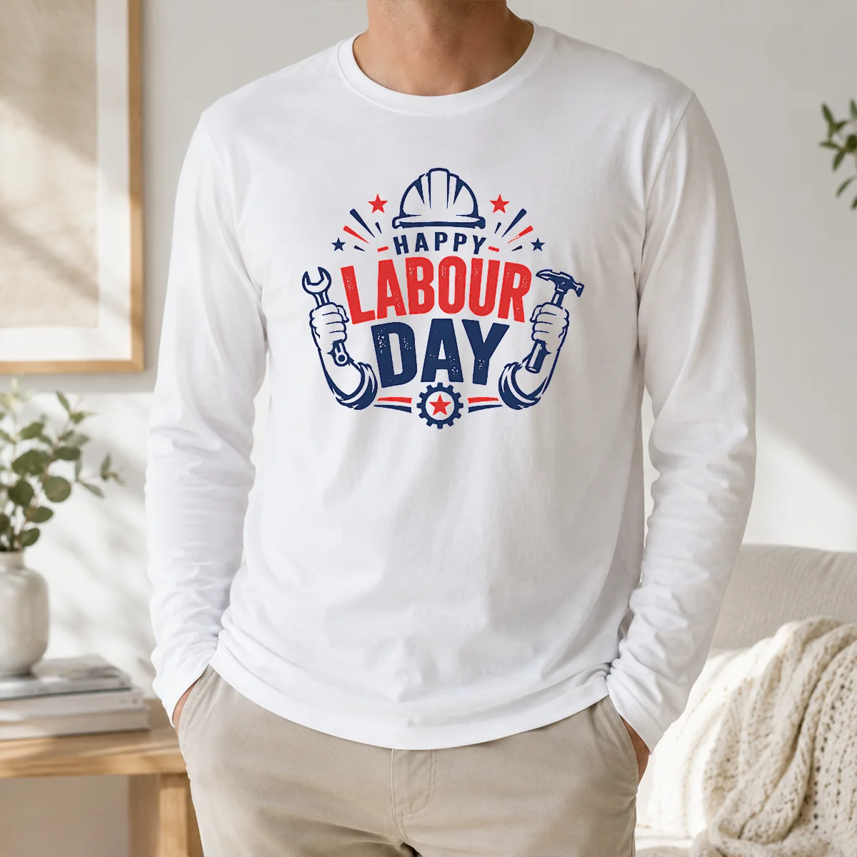 Top Hot Happy Labour Day Wrench Hammer Hard Hat Stars Shirt - Image 5