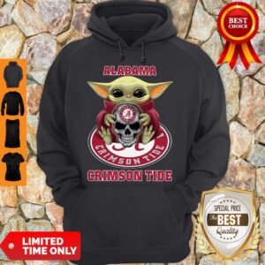 Alternative view of Baby Yoda Hug Skull Alabama Crimson Tide Shirt