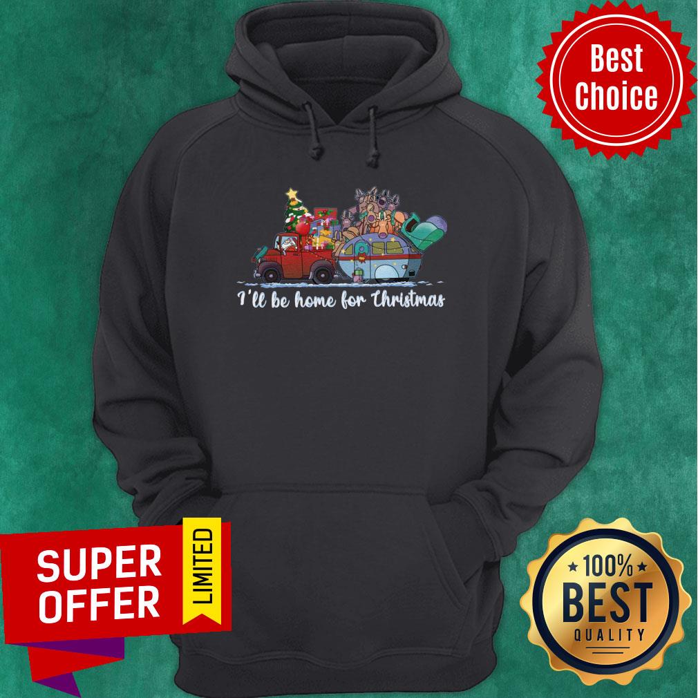 Nice Santa Claus And Reindeer I’ll Be Home For Christmas Tree Light Shirt - Image 2