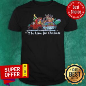 Nice Santa Claus And Reindeer I’ll Be Home For Christmas Tree Light Shirt