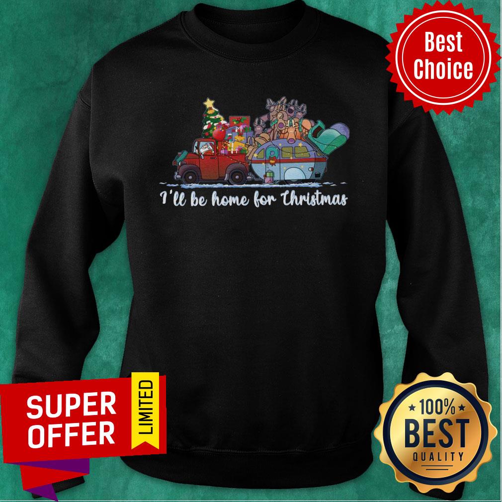 Nice Santa Claus And Reindeer I’ll Be Home For Christmas Tree Light Shirt - Image 5