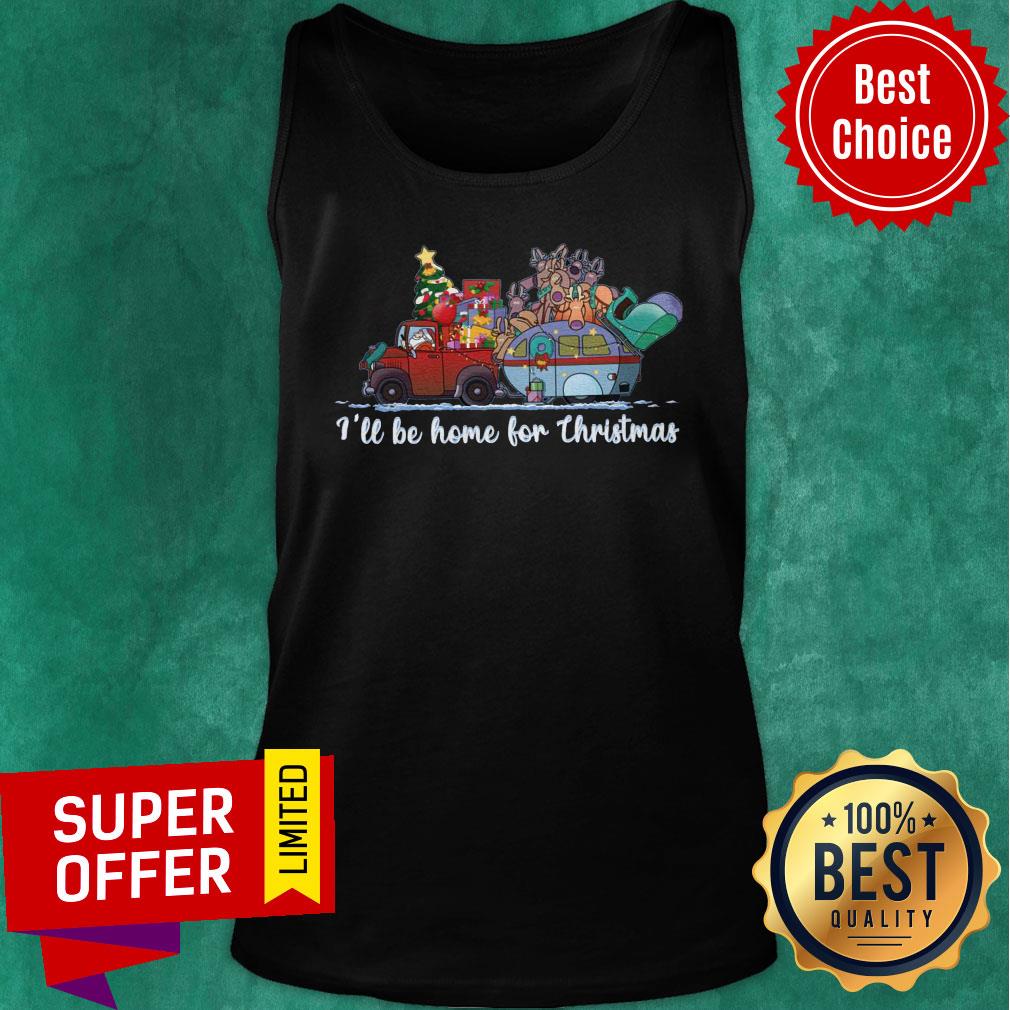 Nice Santa Claus And Reindeer I’ll Be Home For Christmas Tree Light Shirt - Image 4