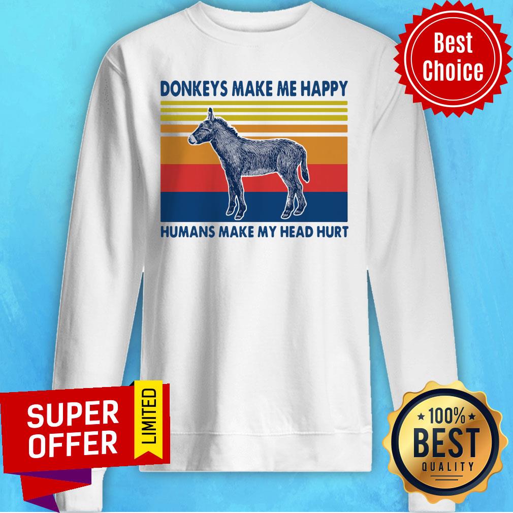 Funny Donkeys Make Me Happy Humans Make My Head Hurt Shirt - Image 2