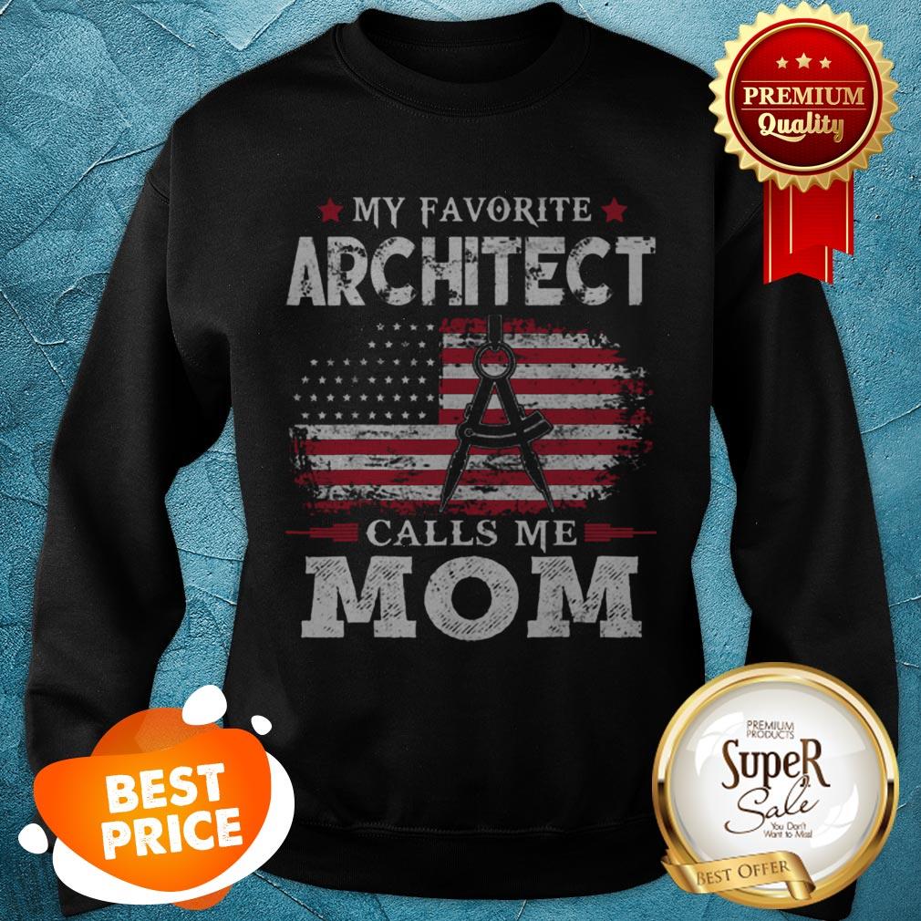 Awesome My Favorite Architect Calls Me Mom USA Flag Mother Gift Shirt - Image 3