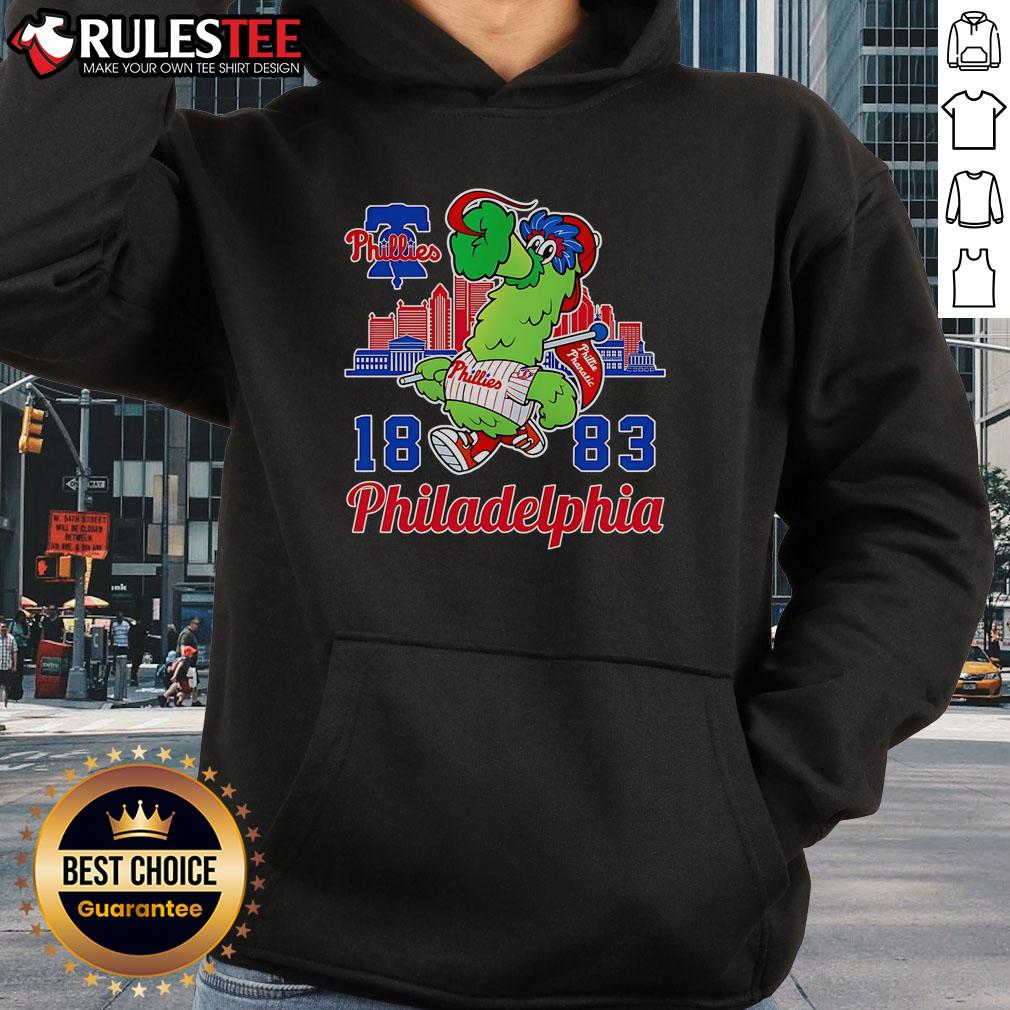 Awesome Phillie Phanatic Mascot 1883 Philadelphia Phillies Skyline T-Shirt - Image 2