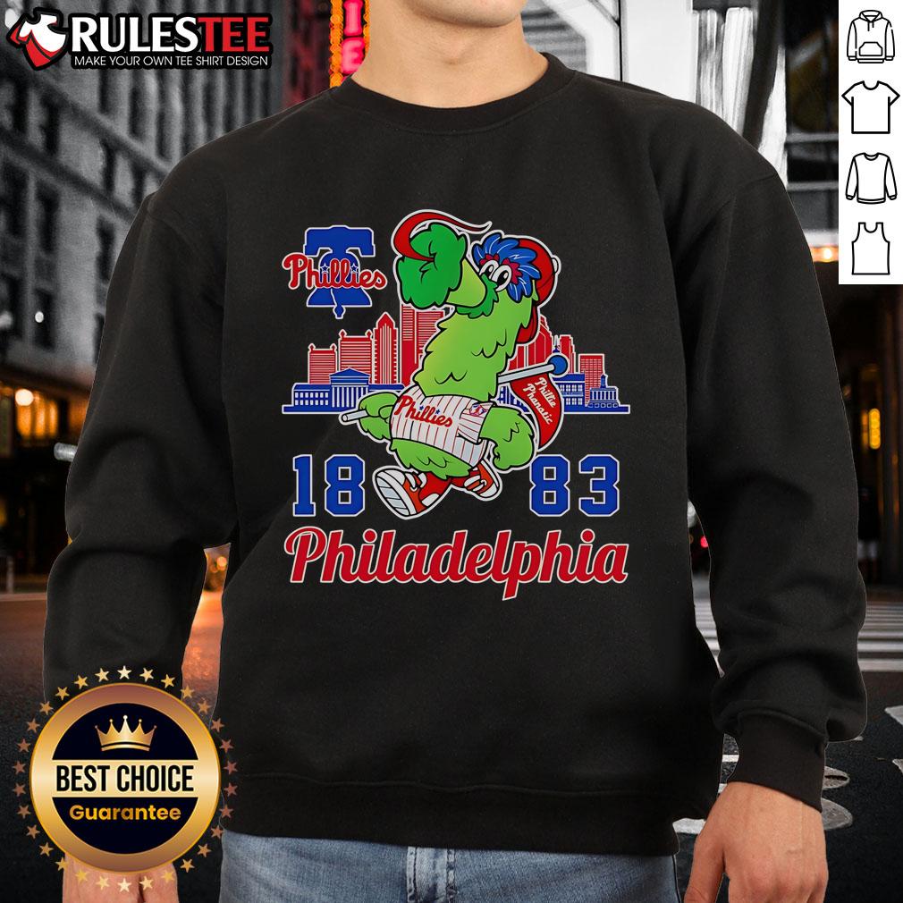 Awesome Phillie Phanatic Mascot 1883 Philadelphia Phillies Skyline T-Shirt - Image 5