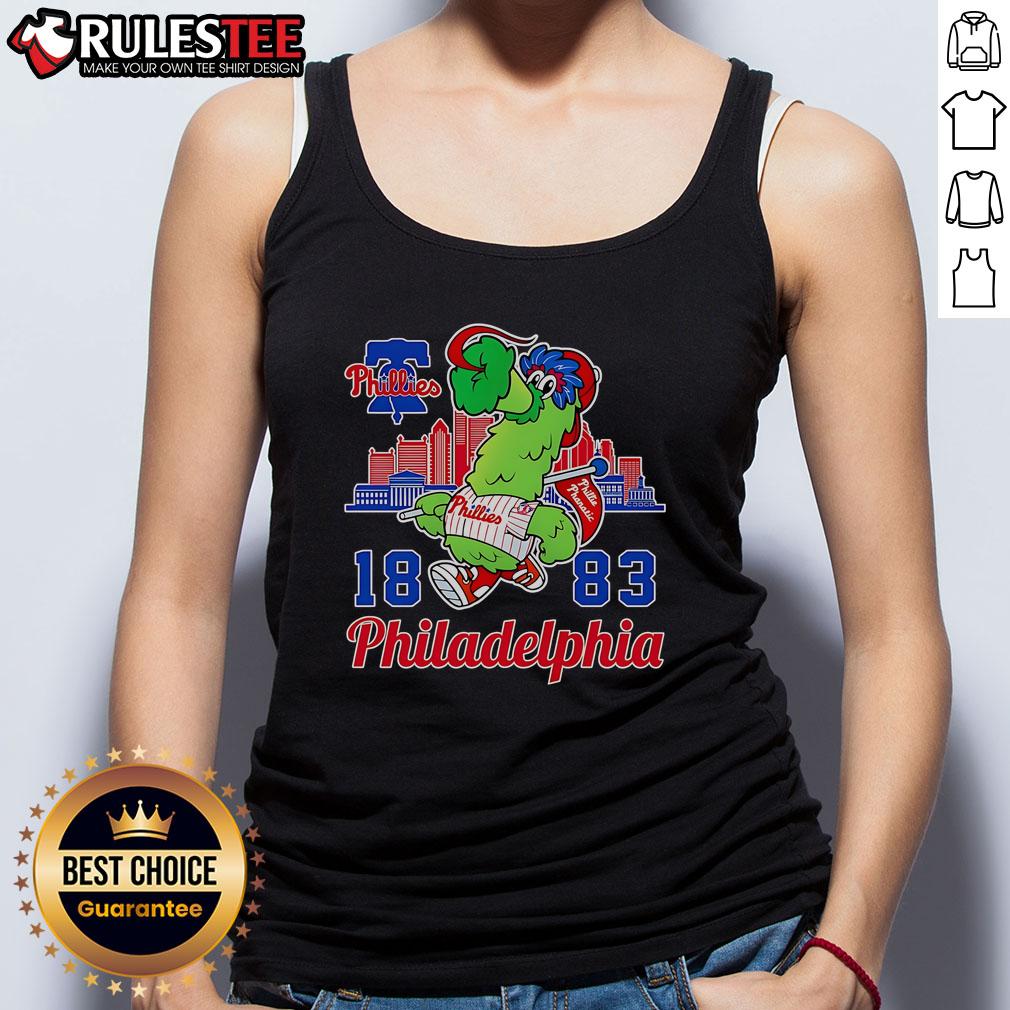 Awesome Phillie Phanatic Mascot 1883 Philadelphia Phillies Skyline T-Shirt - Image 4