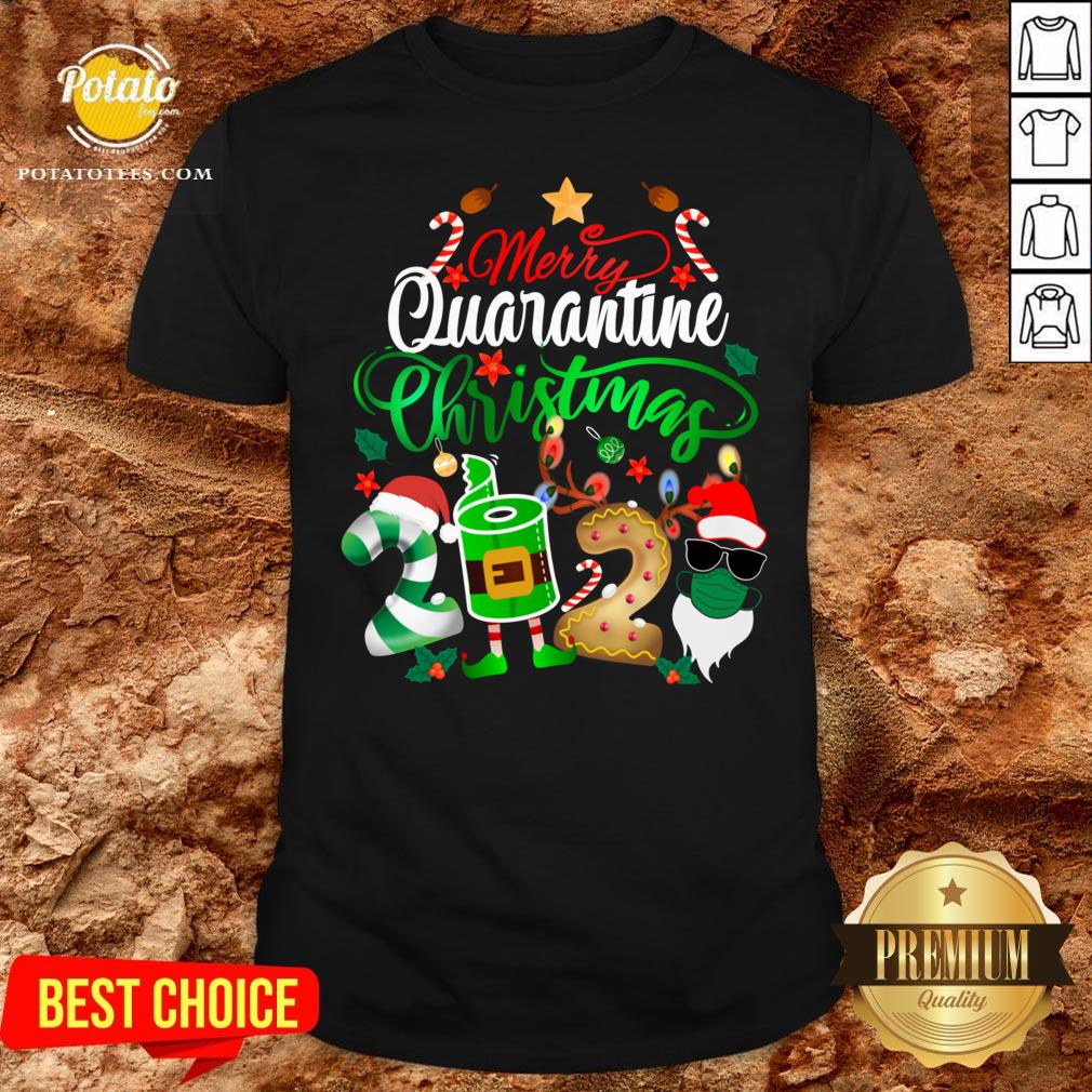 Funny Merry Quarantine Christmas 2020 Elf Santa Claus Face Mask Shirt