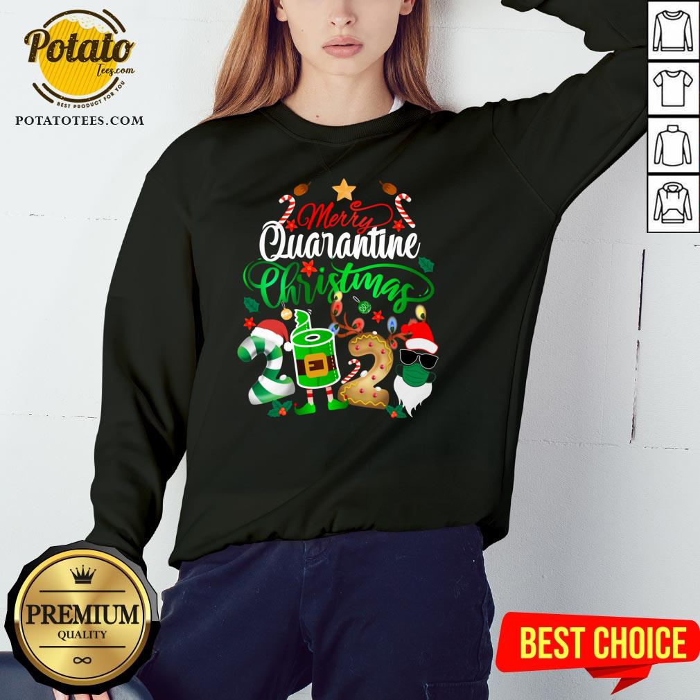 Funny Merry Quarantine Christmas 2020 Elf Santa Claus Face Mask Shirt - Image 4