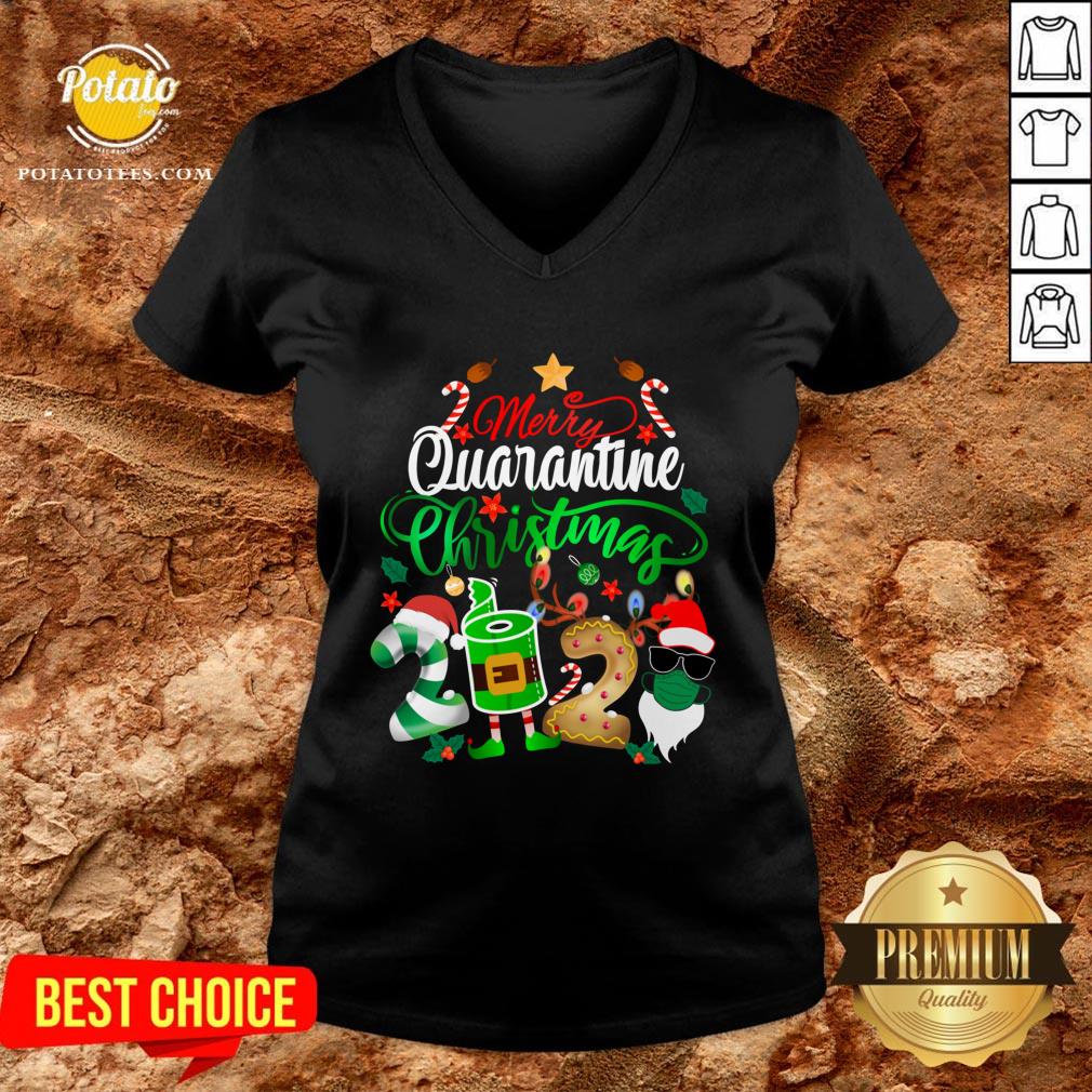 Funny Merry Quarantine Christmas 2020 Elf Santa Claus Face Mask Shirt - Image 2