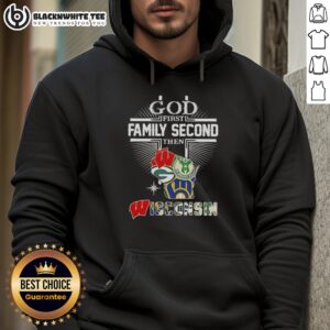 Alternative view of Good Cross God First Family Second Then Wisconsin Sports T-Shirt