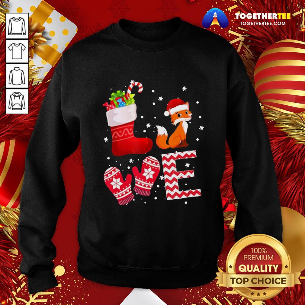 Cute Love Fox Santa Ugly Christmas Shirt - Image 4