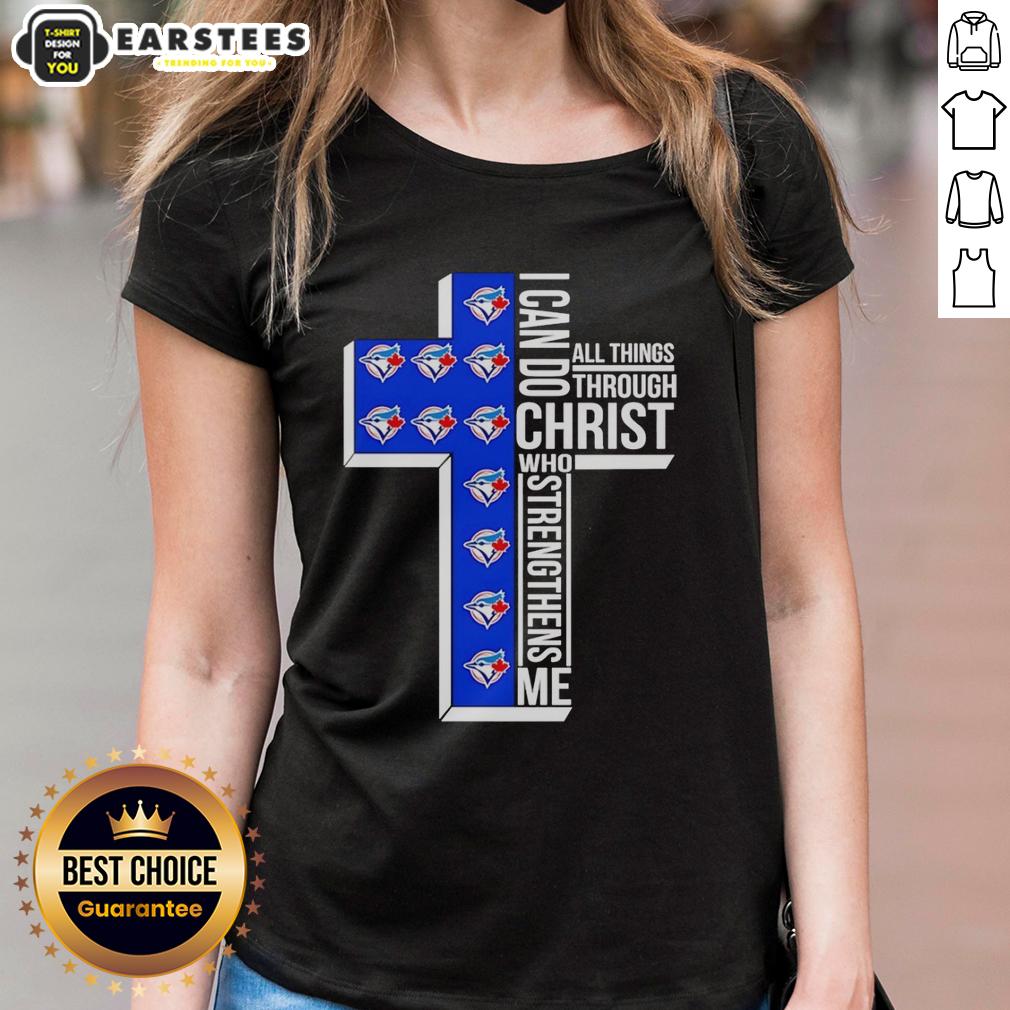 Official Toronto Blue Jays Cross I Can Do All Things Through Christ Who Strengthens Me Logos T-Shirt - Image 3