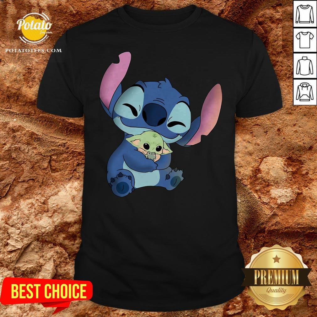 Disney Stitch Hugs Baby Yoda Shirt
