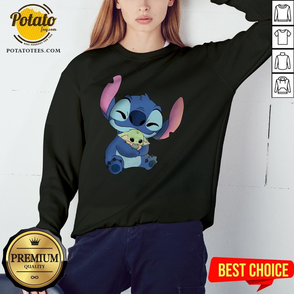 Disney Stitch Hugs Baby Yoda Shirt - Image 4
