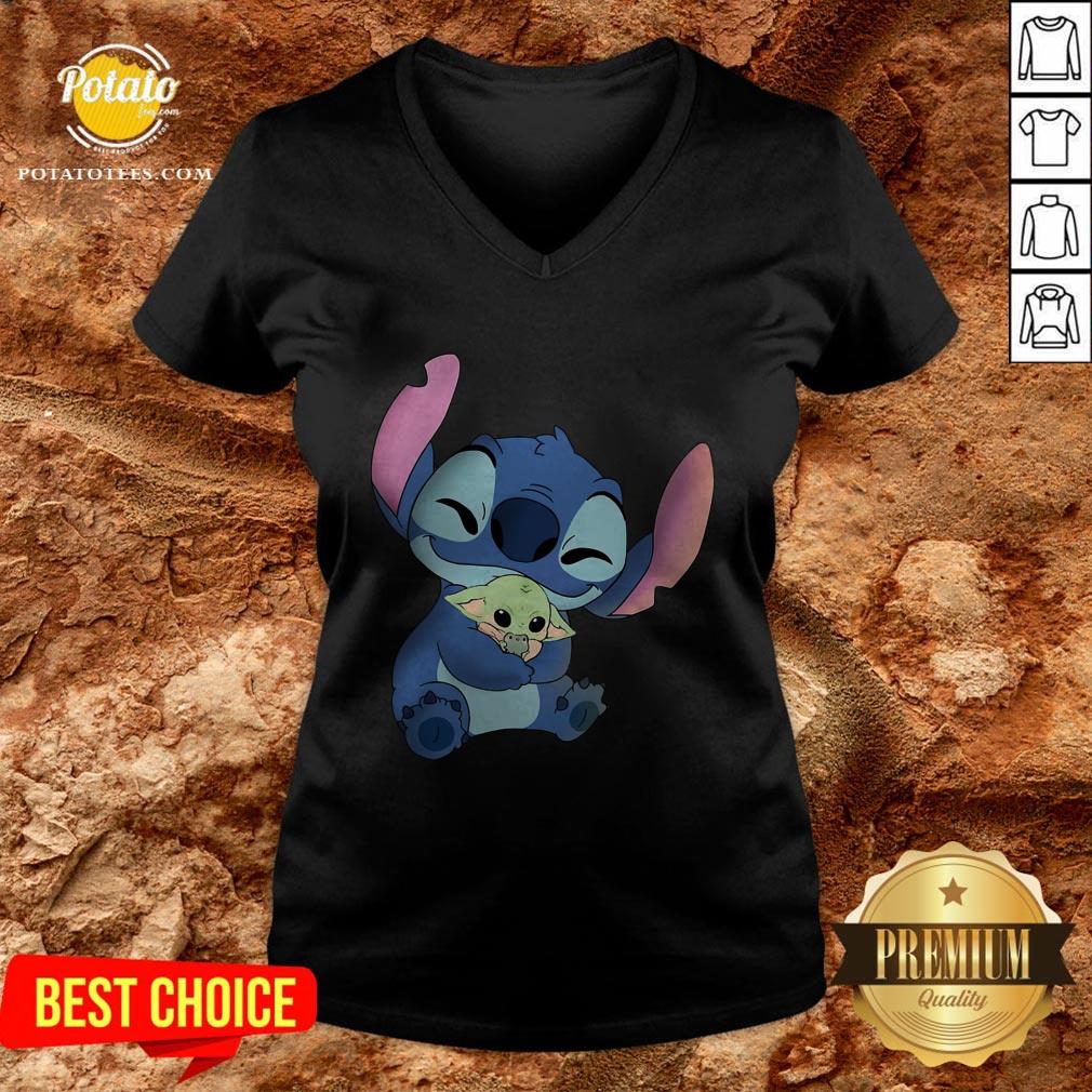 Disney Stitch Hugs Baby Yoda Shirt - Image 2