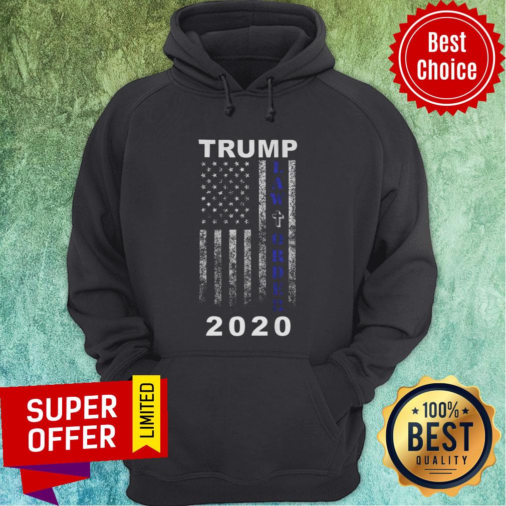 Trump 2020 Law And Order American Flag Vintage Distressed Shirt - Image 2