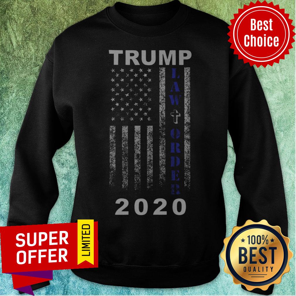 Trump 2020 Law And Order American Flag Vintage Distressed Shirt - Image 5