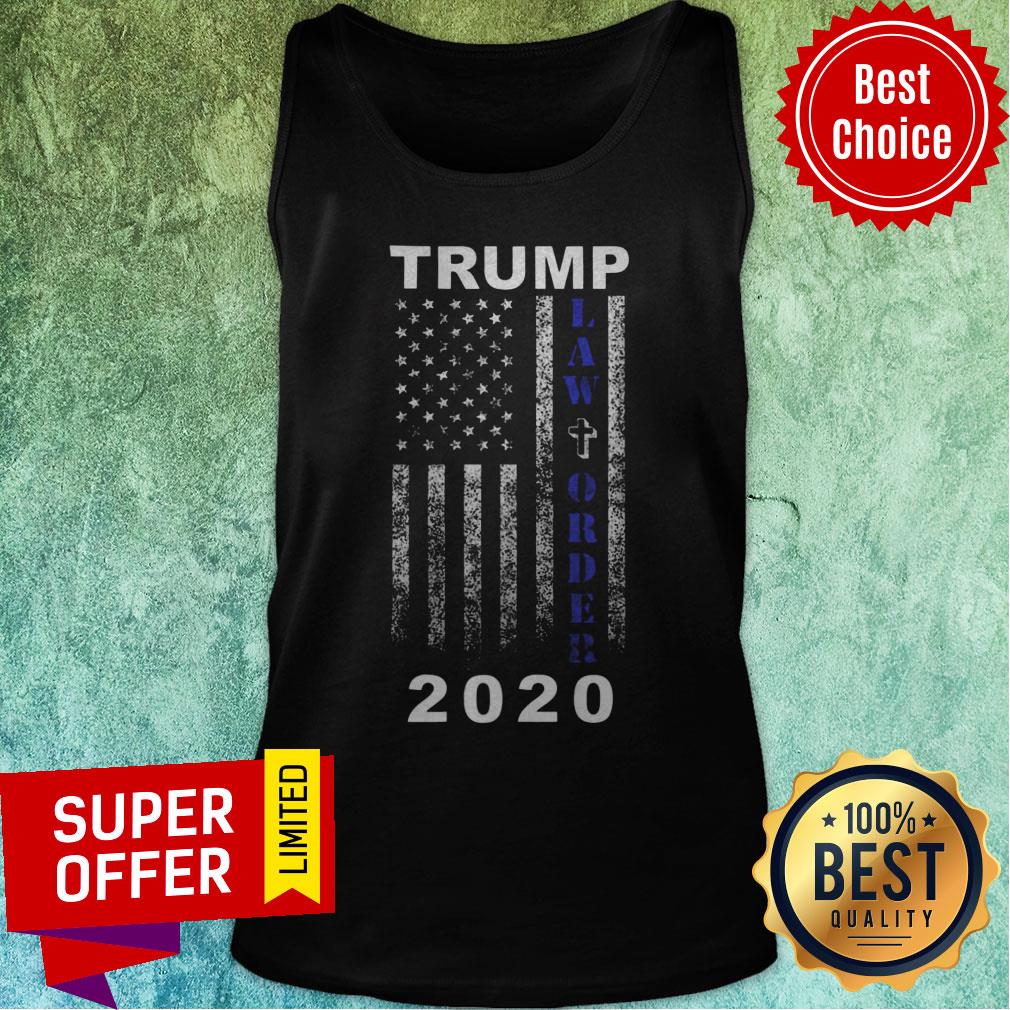 Trump 2020 Law And Order American Flag Vintage Distressed Shirt - Image 4
