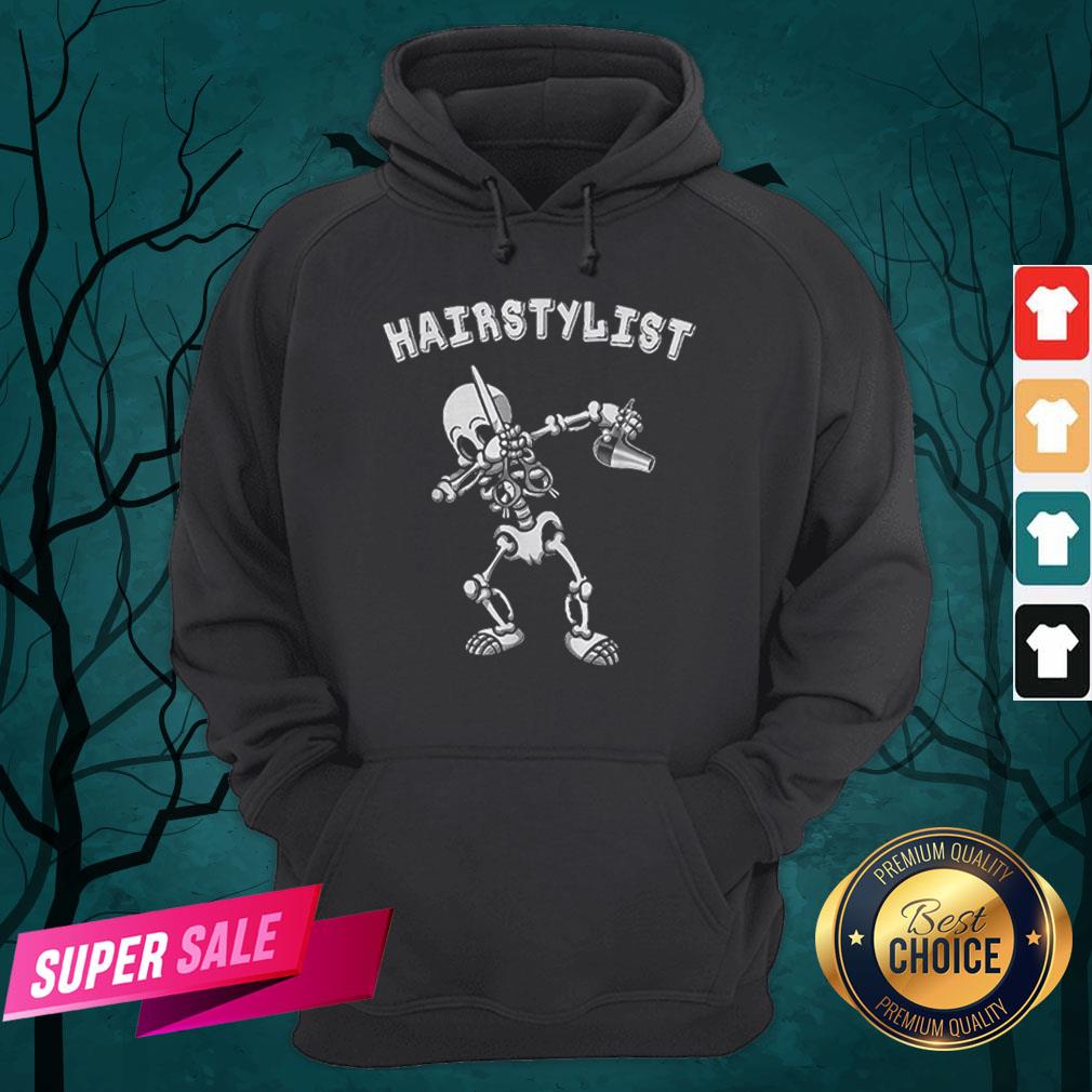 Hairstylist Dabbing Skeleton Halloween Costume Shirt - Image 3