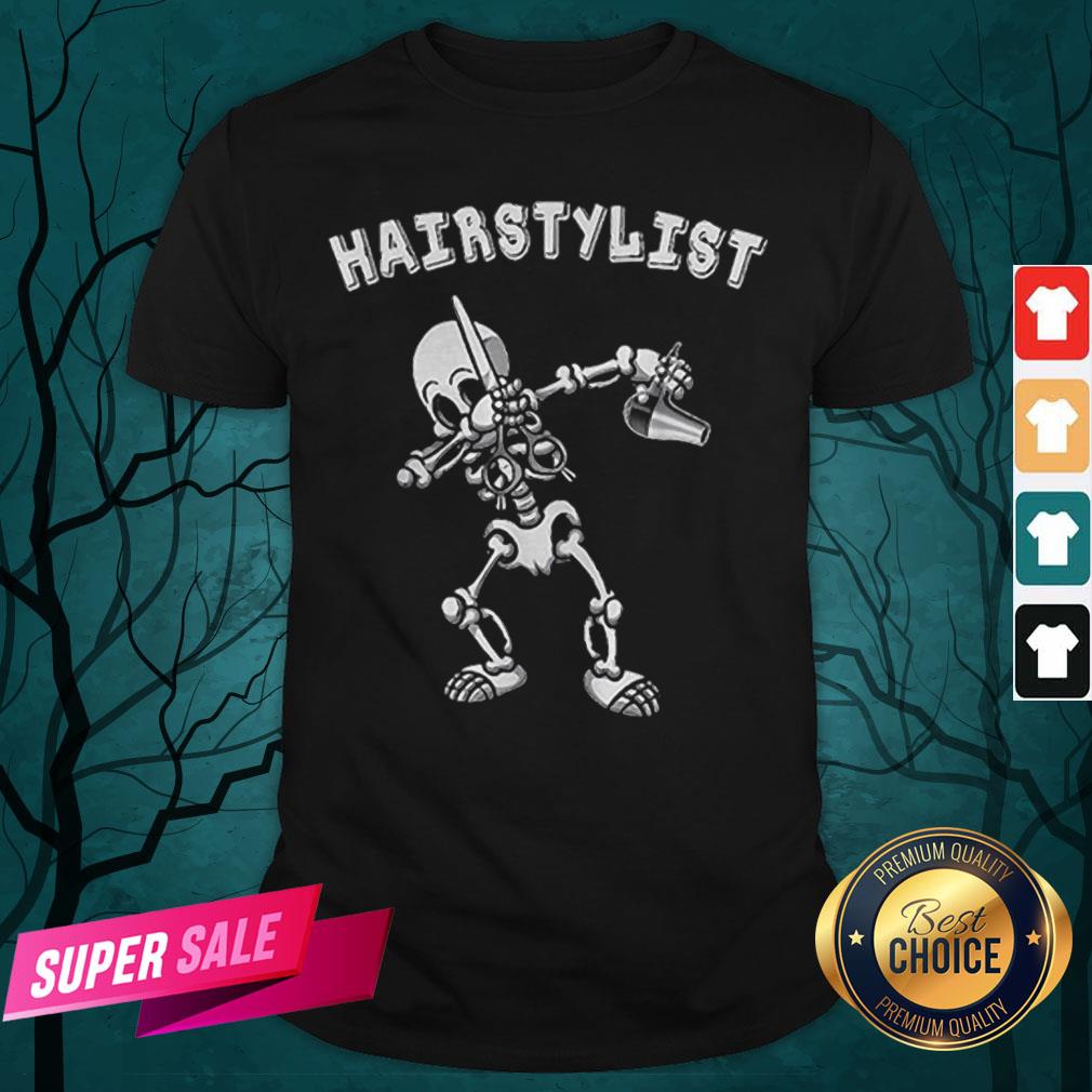 Hairstylist Dabbing Skeleton Halloween Costume Shirt