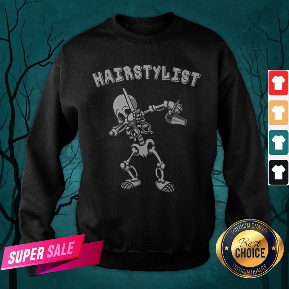 Hairstylist Dabbing Skeleton Halloween Costume Shirt - Image 2