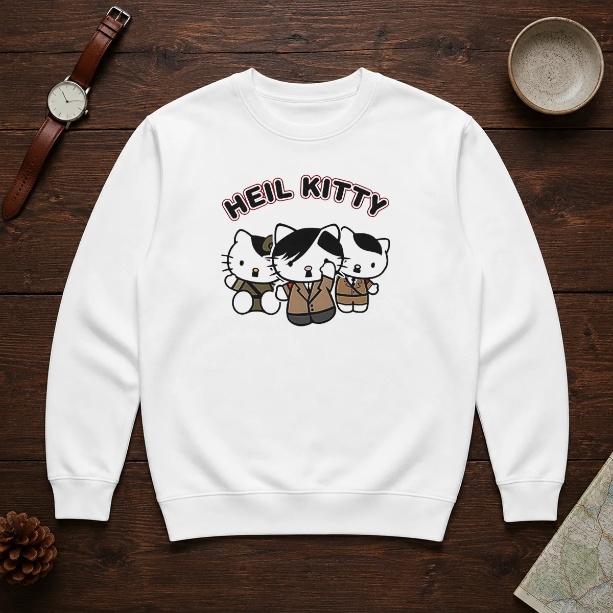 Hot Heil Kitty Parody Satire Cartoon Funny Shirt - Image 7