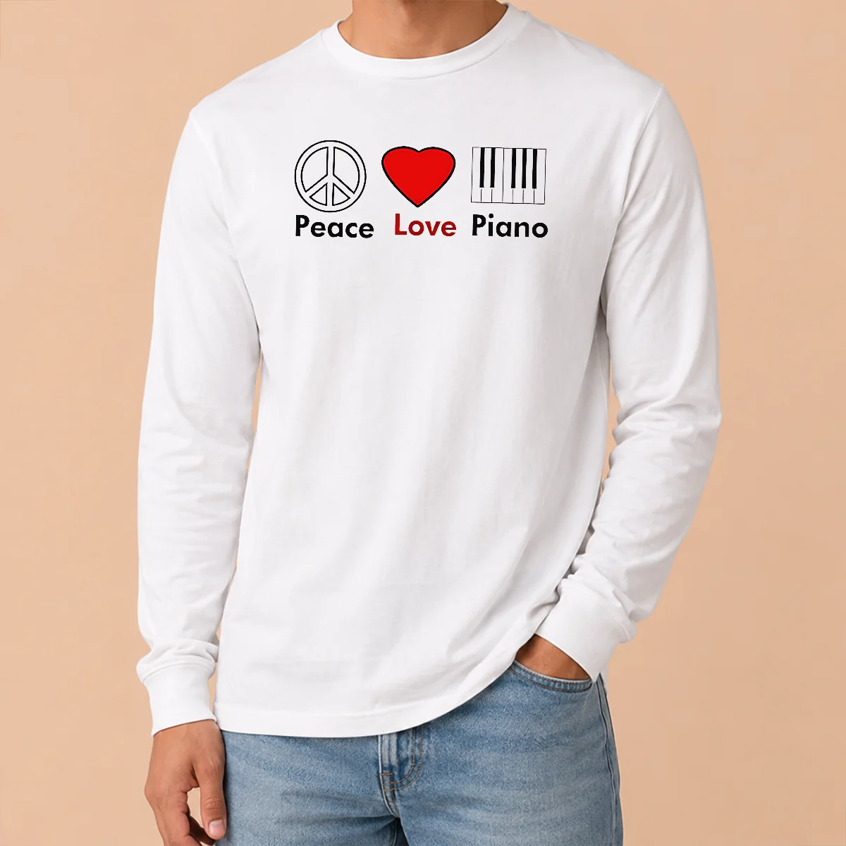Nice Hot Peace Love Piano Shirt - Image 6